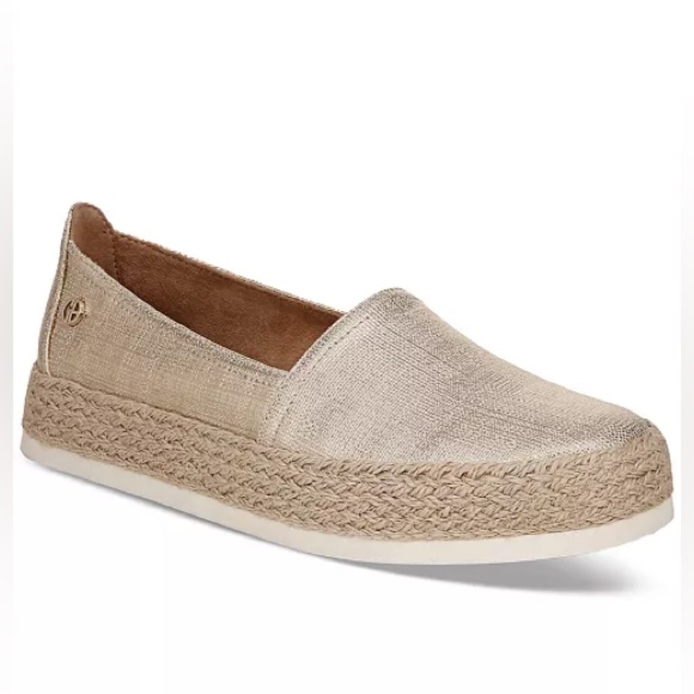 Women's Archerr Memory Foam Espadrilles, Gold Metallic Linen Sz. 7 1/2